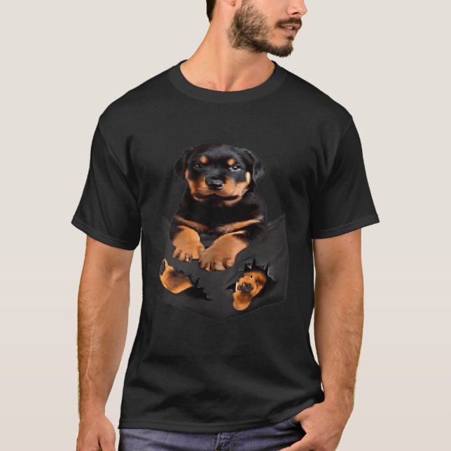Camiseta Perros Amantes Regalos Rottweiler En Pocket Funny  (Anverso)