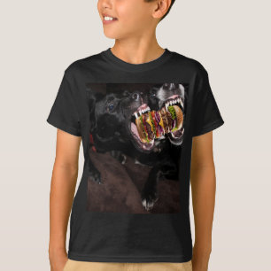 Camiseta Perros atacando una enorme hamburguesa.