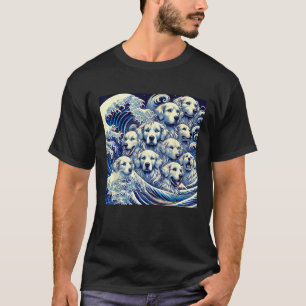 Camiseta Perros Azules Ola Arte Japonés Mujeres Hombres Niñ