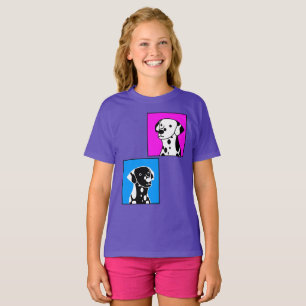 CAMISETA PERROS BLANCOS Y NEGROS CUIDADOSOS DIBUJANDO IMPRE