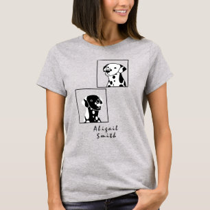 CAMISETA PERROS BLANCOS Y NEGROS SENCILLOS FRAMADOS CON TEX
