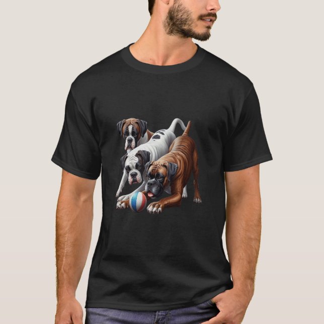 Camiseta Perros Boxer en Juego (Anverso)