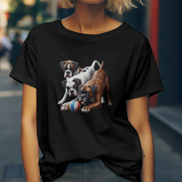 Camiseta Perros Boxer Juguetones y Pelota: Diversión en Cad