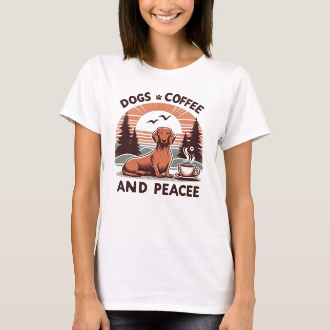 Camiseta Perros, café y paz es todo lo que necesitas de cam (Anverso)