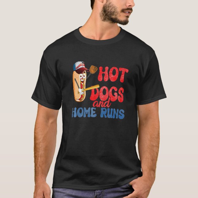 Camiseta Perros Calientes Y Hogares Hotdog Béisbol Touchdow (Anverso)