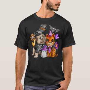 Camiseta Perros cernidos y un gato lindo gato de perro de H