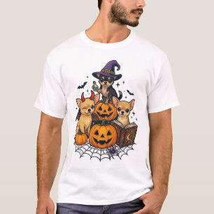 Camiseta Perros Chihuahua de Halloween Calabazas Sombrero d