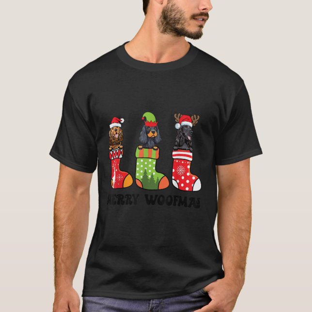 Camiseta Perros Cocker Spaniel Con Reno Santa En Navidad (Anverso)