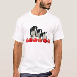 Camiseta Perros collie de frontera con adornos navideños ro