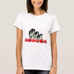 Camiseta Perros collie de frontera con adornos navideños ro