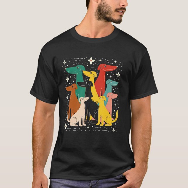 Camiseta Perros con Estilo Moderno de Mitad de Siglo Estilo (Anverso)