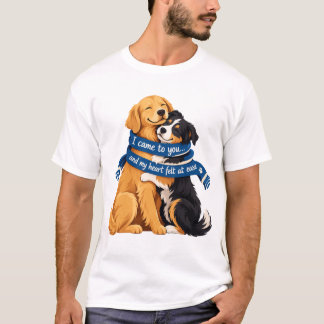 Camiseta Perros conmovedores abrazados por una bufanda azul