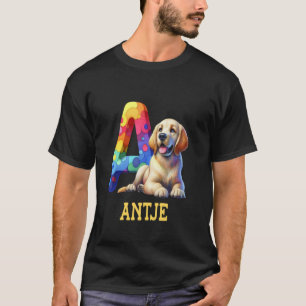 Camiseta Perros Cute Letra Antje Nombre Perro Arcoiris