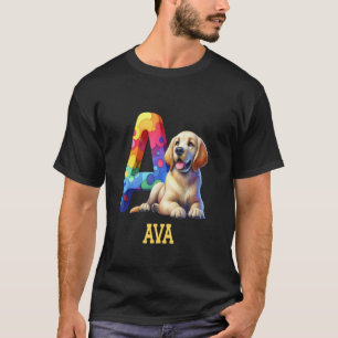 Camiseta Perros Cute Letra Ava Nombre Perro Arcoiris