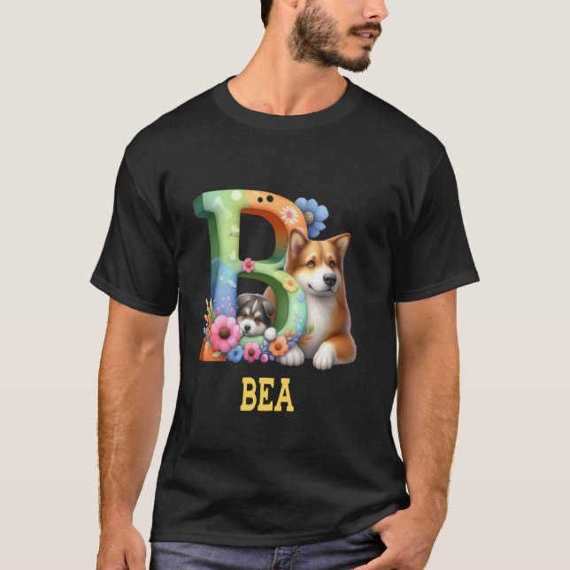 Camiseta Perros Cute Letra Bea Name Rainbow Dog (Anverso)