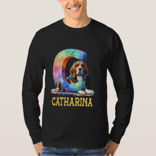 Camiseta Perros Cute Letra Catharina Nombre Perro Arcoiris
