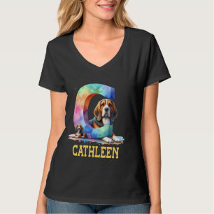 Camiseta Perros Cute Letra Cathleen Nombre Perro Arcoiris
