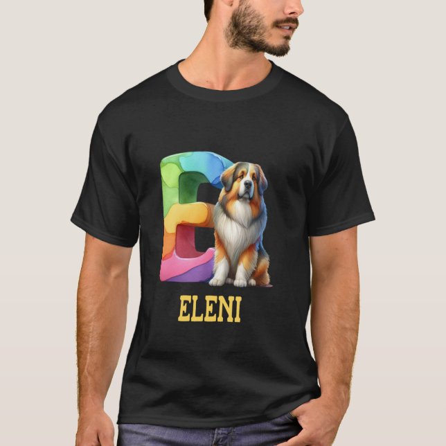 Camiseta Perros Cute Letra Eleni Nombre Perro Arcoiris (Anverso)