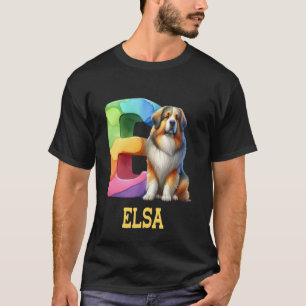 Camiseta Perros Cute Letra Elsa Nombre Perro Arcoiris
