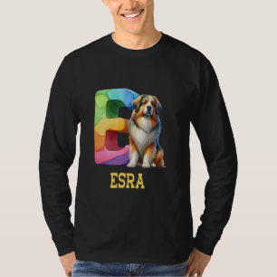 Camiseta Perros Cute Letra Esra Name Rainbow Dog