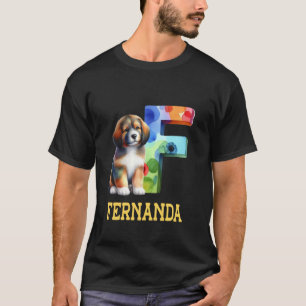 Camiseta Perros Cute Letra Fernanda Nombre Perro Arcoiris