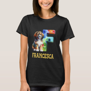 Camiseta Perros Cute Letra Francesca Nombre Perro Arcoiris