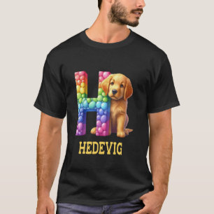 Camiseta Perros Cute Letra Hedevig Name Rainbow Dog