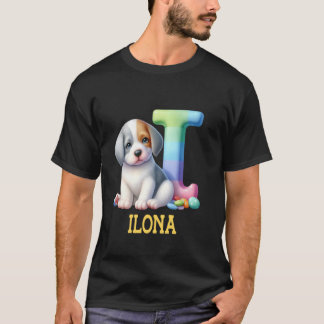 Camiseta Perros Cute Letra Ilona Nombre Perro Arcoiris