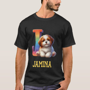Camiseta Perros Cute Letra Jamina Nombre Perro Arcoiris