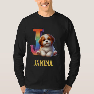 Camiseta Perros Cute Letra Jamina Nombre Perro Arcoiris