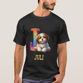 Camiseta Perros Cute Letra Juli Nombre Perro Arcoiris