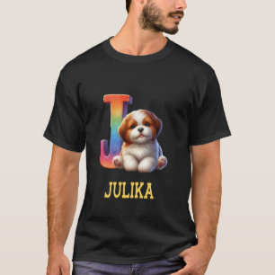 Camiseta Perros Cute Letra Julika Nombre Perro Arcoiris