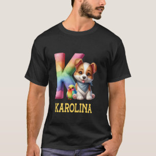 Camiseta Perros Cute Letra Karolina Nombre Perro Arcoiris