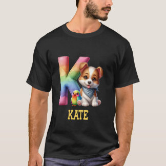 Camiseta Perros Cute Letra Kate Nombre Perro Arcoiris