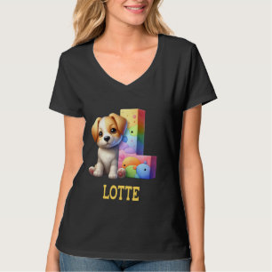 Camiseta Perros Cute Letra Lotte Nombre Perro Arcoiris