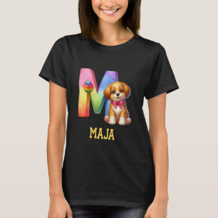 Camiseta Perros Cute Letra Maja Nombre Perro Arcoiris
