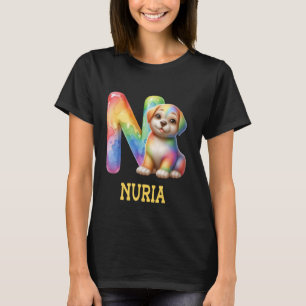 Camiseta Perros Cute Letra Nuria Nombre Perro Arcoiris
