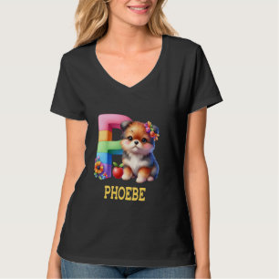 Camiseta Perros Cute Letra Phoebe Nombre Perro Arcoiris