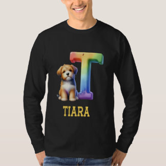 Camiseta Perros Cute Letra Tiara Nombre Perro Arcoiris