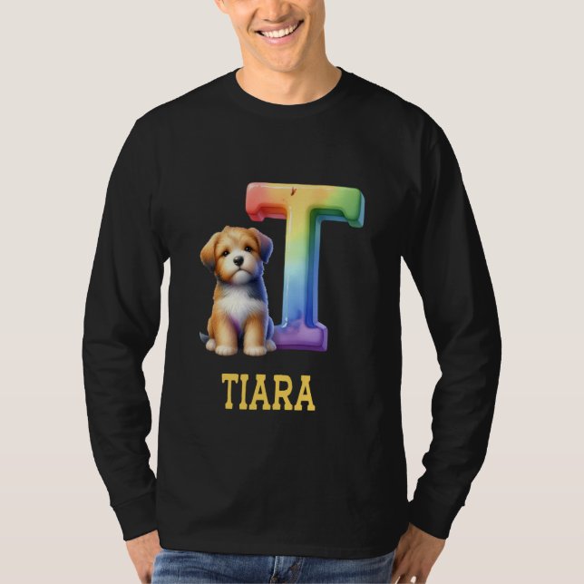 Camiseta Perros Cute Letra Tiara Nombre Perro Arcoiris (Anverso)