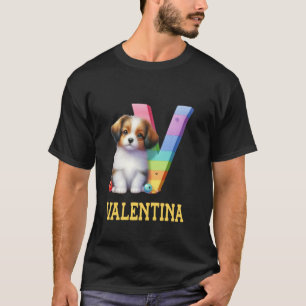 Camiseta Perros Cute Letra Valentina Nombre Perro Arcoiris