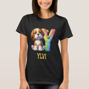 Camiseta Perros Cute Letra Ylvi Nombre Perro Arcoiris