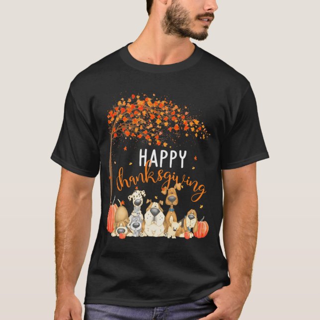 Camiseta Perros Cute Otoño Sale Calabaza Feliz (Anverso)