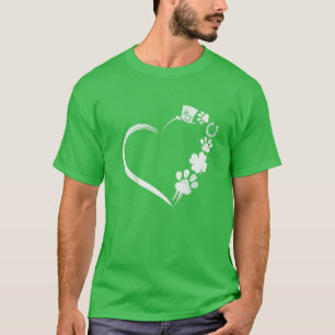 Camiseta Perros Cute Paw Shamrock Horseshoe Print Heart St