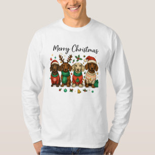 Camiseta Perros Dachshund de Navidad   Perrito Wiener Lindo