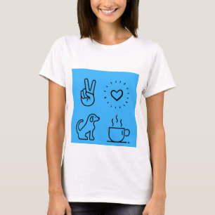 Camiseta Perros de amor por la paz y café