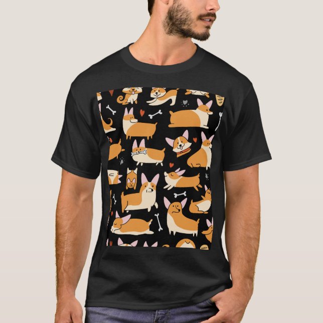 Camiseta Perros De Corgi, Un Fondo Agradable. (Anverso)
