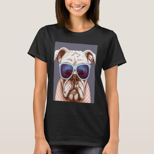 Camiseta Perros de gafas de sol de bulldog 2 (Anverso)