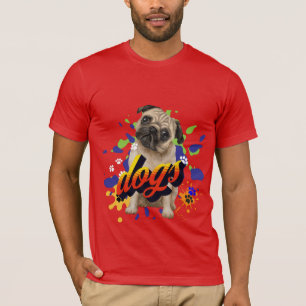 Camiseta Perros de Guay pintura artística para él rojo vera