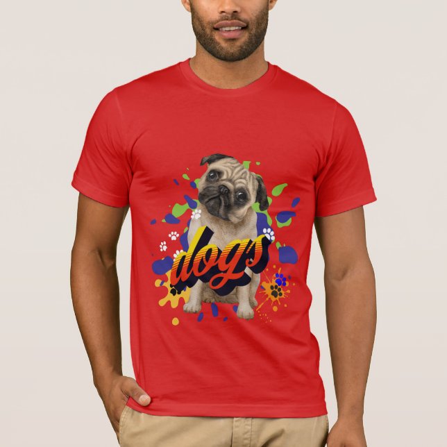 Camiseta Perros de Guay pintura artística para él rojo vera (Anverso)